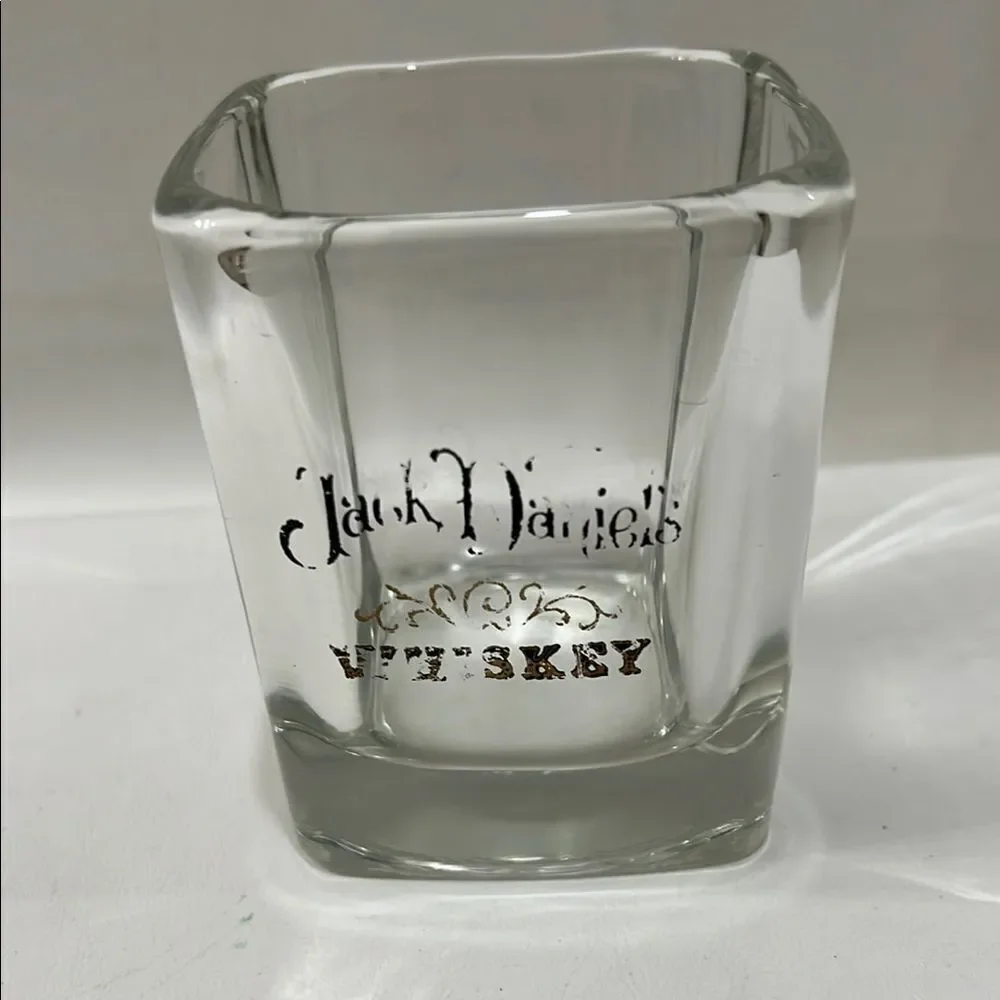 Jack Daniels Clear Rocks Bar Whiskey Glass 8 Oz 3 1/2 In Tall 3 In Square Top